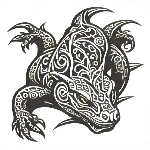 sleeping leo lizard tattoo design idea