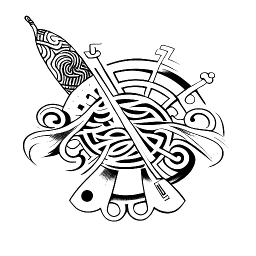 lucky 13 surf tattoo design idea