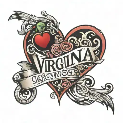 Virginia Ismael text with heart next to it tattoo design idea