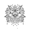 spinal tattoo with lotus and vines tattoo design idea
