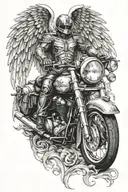 Motorcycle with angel wings tattoo design idea