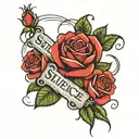 roses money hustle in silence quote tattoo design idea