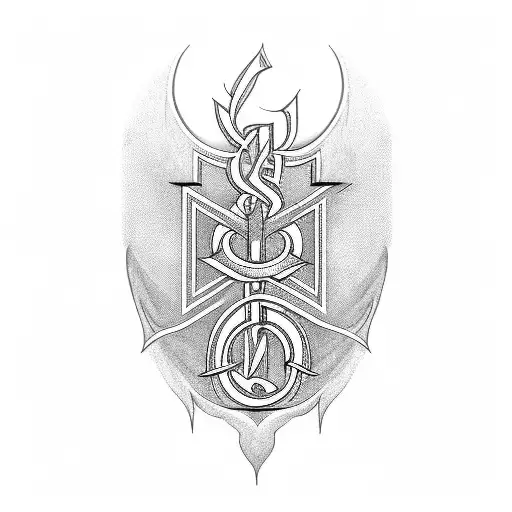 Initials M M Framed by a Scythe tattoo design idea