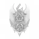 Initials M M Framed by a Scythe tattoo design idea