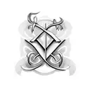 Initials M M Framed by a Scythe tattoo design idea