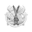 Initials M M Framed by a Scythe tattoo design idea