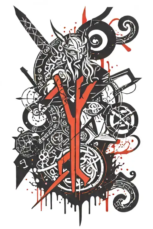 viking runes thor y loki tattoo design idea