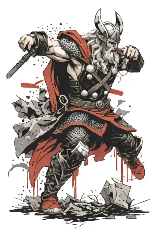 Viking Thor trying to Lift tattoo design idea