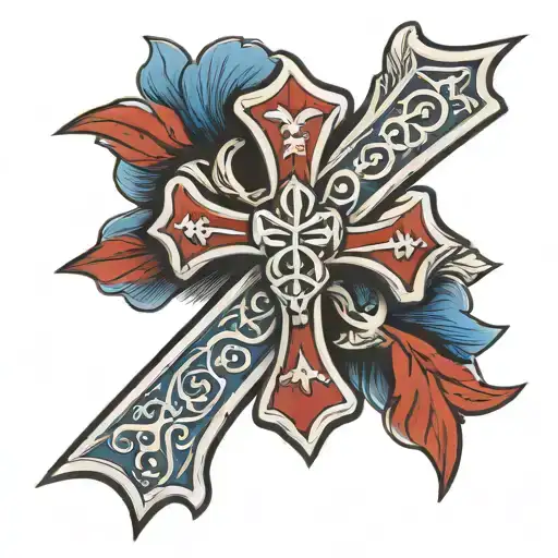 Armenian cross with Armenian flag intertwined tattoo design idea