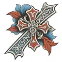 Armenian cross with Armenian flag intertwined tattoo design idea