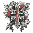 Armenian cross with Armenian flag intertwined tattoo design idea