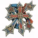 Armenian cross with Armenian flag intertwined tattoo design idea