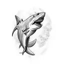 Shark with wings and roses tattoo design idea
