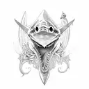 Shark with wings and roses tattoo design idea