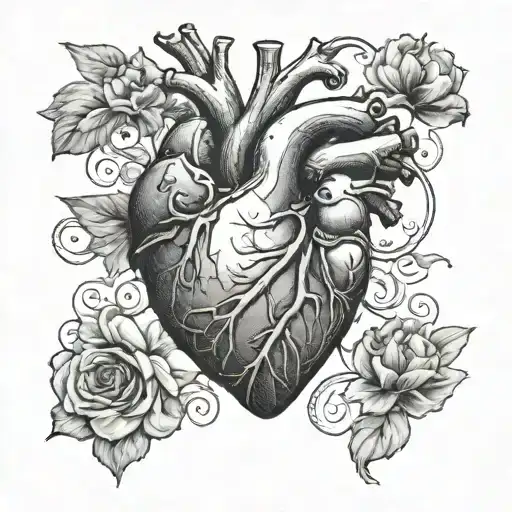 realistic heart  tattoo design idea