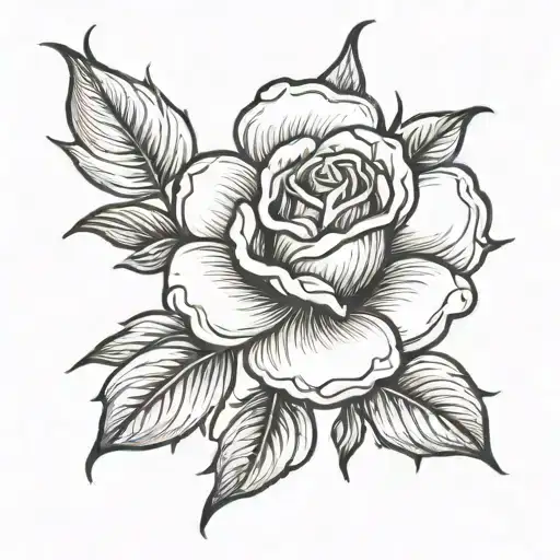 rosebud outline tattoo design idea