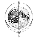 moon halo and a crown tattoo design idea