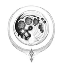 moon halo and a crown tattoo design idea