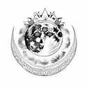 moon halo and a crown tattoo design idea