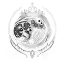 moon halo and a crown tattoo design idea
