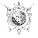 moon halo and a crown tattoo design idea