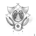 moon halo and a crown tattoo design idea