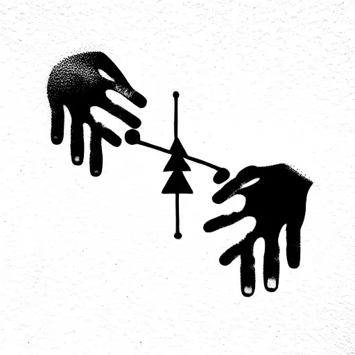 four guys giving hands with one fading tattoo design idea