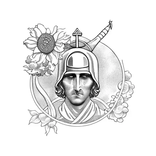 saint florian with flowers  tattoo design idea