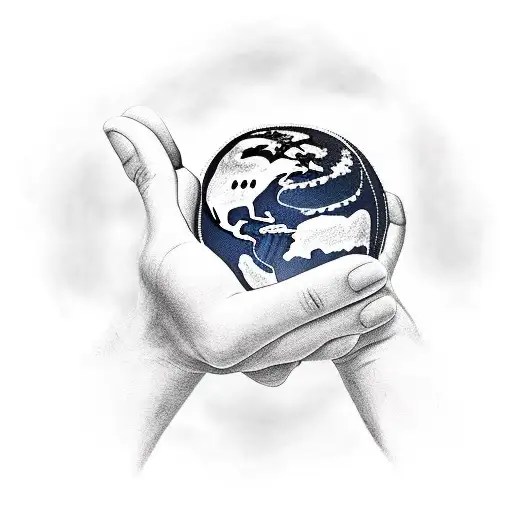 Hands holding the earth tattoo design idea