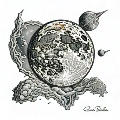 Waning Gibbous Moon with Otis Dale Schmidt written around the moon  tattoo design idea