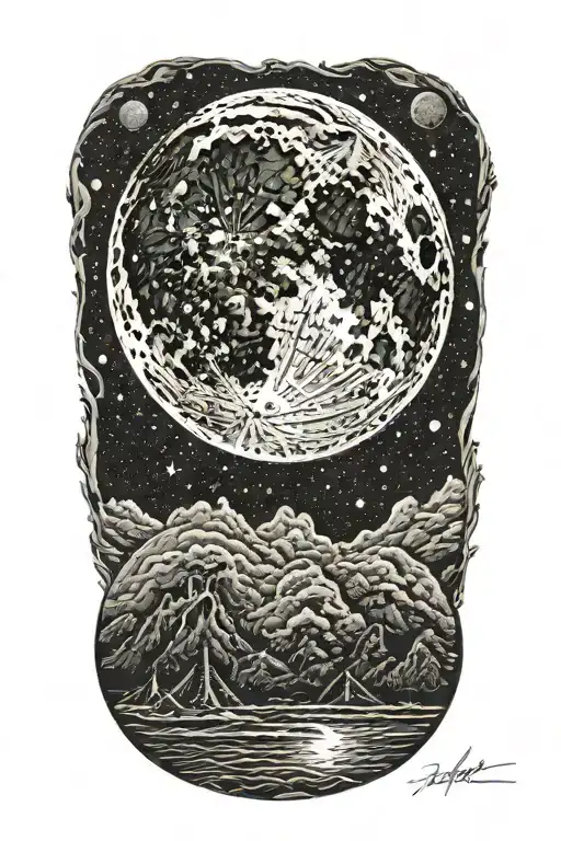 Waning Gibbous Moon tattoo design idea