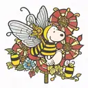 snoopy with a pinwheel and bumblebee  tattoo design idea