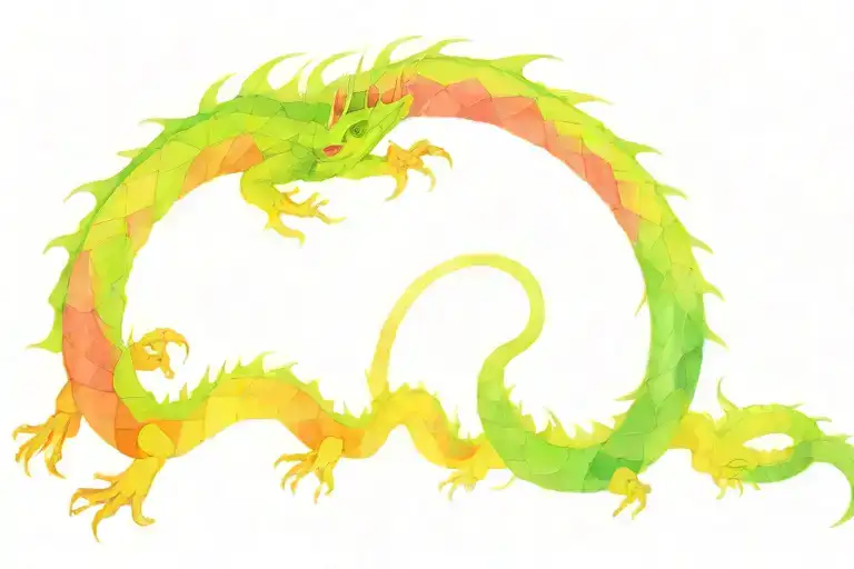 basilisk, exploded colors tattoo design idea