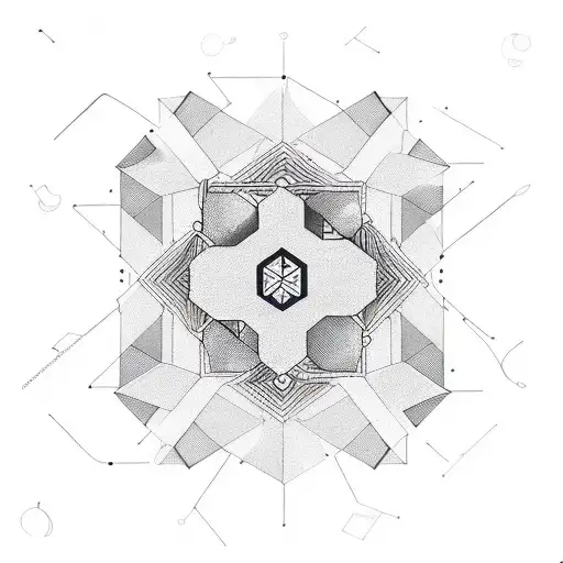 minimalist geometric pen in a key shape enclosed in a long rectangle with minimal astral element to show love for poetry tattoo design idea