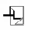 Horizontal rectangle with a geometric pen with an edge shaped like a key  tattoo design idea