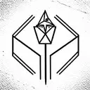 Horizontal rectangle with a geometric pen with an edge shaped like a key  tattoo design idea