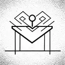 Horizontal rectangle with a geometric pen with an edge shaped like a key  tattoo design idea