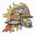 fire fighter helmet with number 27 tattoo design idea