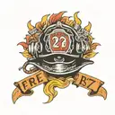 fire fighter helmet with number 27 tattoo design idea