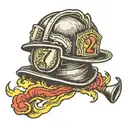 fire fighter helmet with number 27 tattoo design idea