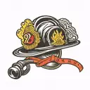 fire fighter helmet with number 27 tattoo design idea