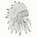 A sketch style tattoo of a Native American headdress made out of intertwined flowers tattoo design idea
