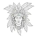 A sketch style tattoo of a Native American headdress made out of intertwined flowers tattoo design idea
