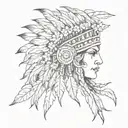 A sketch style tattoo of a Native American headdress made out of intertwined flowers tattoo design idea
