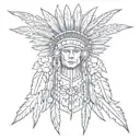 A sketch style tattoo of a Native American headdress made out of intertwined flowers tattoo design idea