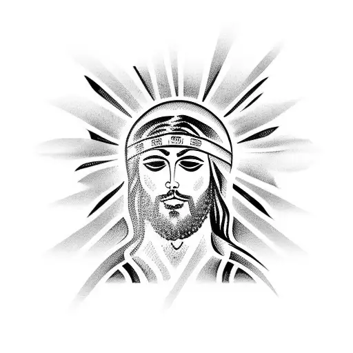 Jesus tattoo with tribal around tattoo design idea