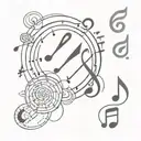 A tattoo design combining music notes and zodiac symbols, with a Sailor Moon twist tattoo design idea