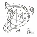 A tattoo design combining music notes and zodiac symbols, with a Sailor Moon twist tattoo design idea