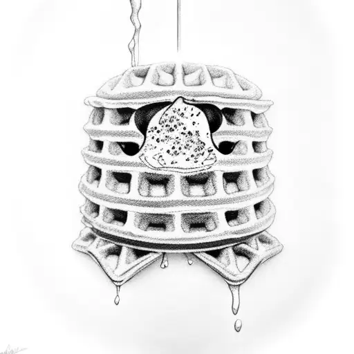 eggo waffle modern in black tattoo design idea