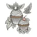 memorial, wings, cupcake tattoo design idea
